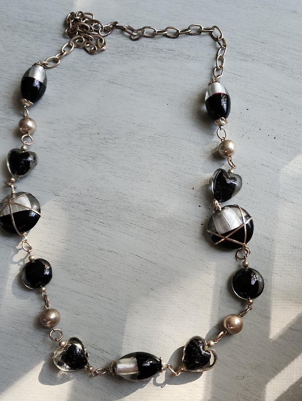 Elegant Black and Silver Heart Necklace - Women Jewelry